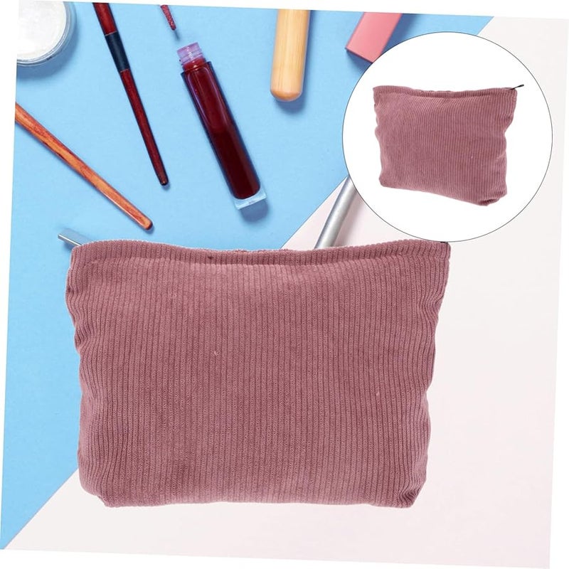 Corduroy Makeup Bag For Women Portable Toiletry Pouch Travel Essential Storage For Cosmetics Phone - Image 5